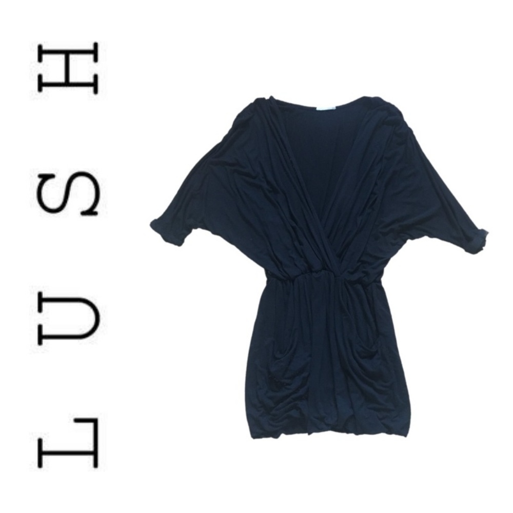 Lush Clothing Faux Wrap Draped Dolman Dress